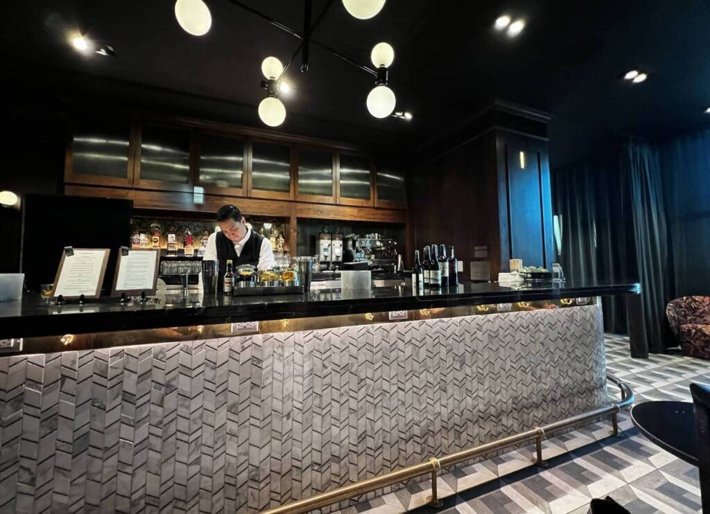 The speakeasy bar inside the JFK Centurion Lounge